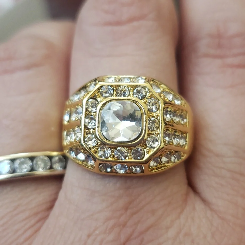 Mens Gold Cubic Zirconia Ring
